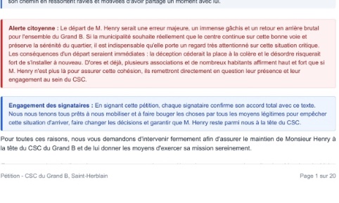 urgent – pétition à signer avant le 08/10/2026 : mobilisons-nous pour le maintien de la direction du csc grand b !