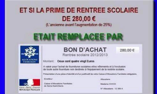Pour que la prime de rentrée scolaire soit remplacée par un bon d'achat