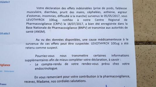 LEVOTHYROX : toujours stop !  Je ne veux plus être un cobaye.