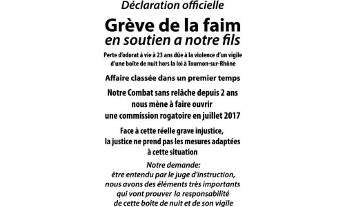 Grève de la faim face au tribunal de Privas