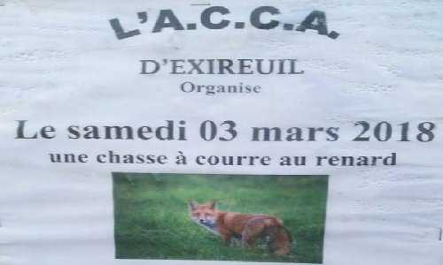Mobilisation contre la chasse à courre au renard  à Saint-Maixent l'Ecole 79400