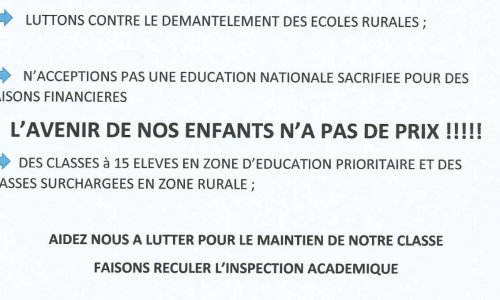 NON A LA FERMETURE D'UNE CLASSE A L'ECOLE D'INCHEVILLE