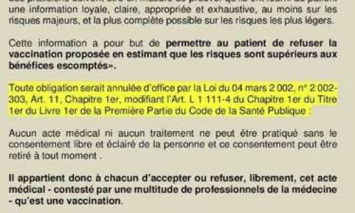 Contre l'obligation vaccinale !