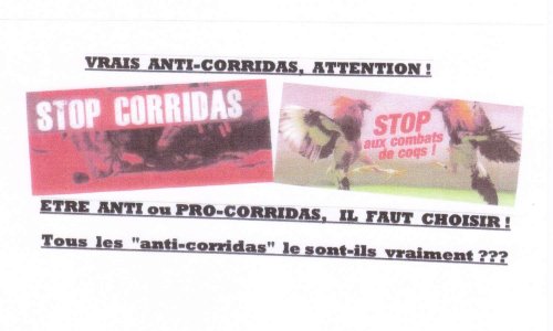 VRAIS ANTI-CORRIDAS, ATTENTION ! Tous les 