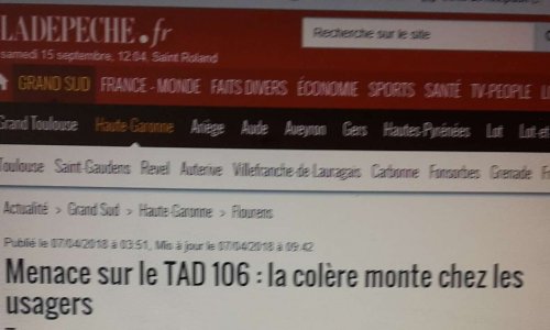Non à l'isolement des personnes dépendantes, non à la fermeture de la ligne 106 du TAD
