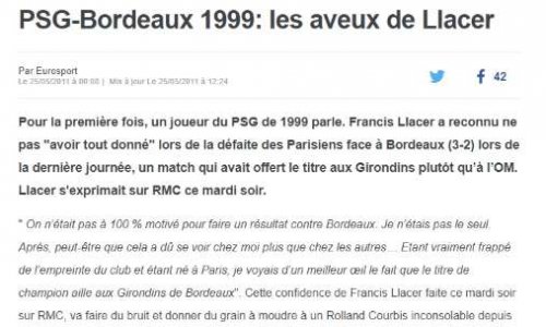Pour que l'OM récupère le titre de 1999