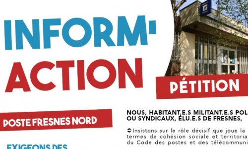 FRESNES NORD : exigeons le maintien du bureau de poste et l’ouverture d’un distributeur