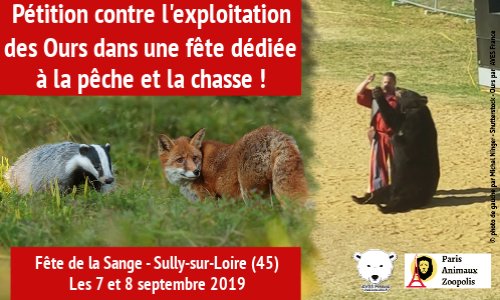 Non aux spectacles d'ours dans cette fête de la chasse et de la souffrance animale !