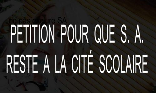 Par cette p&eacute;tition nous voulons  soutenir le maintient de S A au lyc&eacute;e. Elle n'est pas raciste. C'est une artiste qui ne voulait pas nuire mais faire rire. Malgr&eacute; les mauvaises interpr&eacute;tations qu'il a pu y avoir.