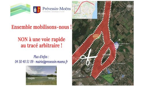 CONTRE le prolongement de la voie rapide RD35 par Prévessin-Moëns POUR un plan de circulation favorisant le développement des transports publics et la mobilité douce