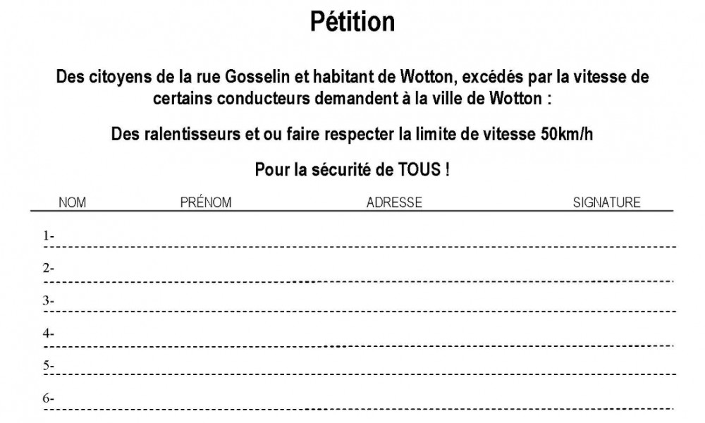 P&eacute;tition ...  Vitesse sur la rue Gosselin