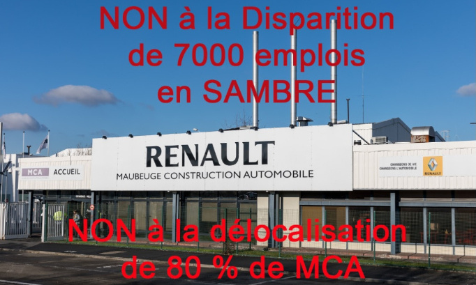 NON à la disparition de 7000 emplois en Sambre avec la délocalisation de l'assemblage de MCA vers Douai