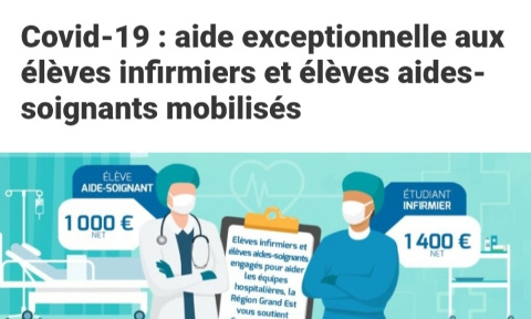 Rémunération des élèves infirmiers et aide-soignants réquisitionnés