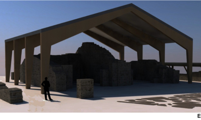 Pour l'interruption du chantier de couverture du temple gallo- romain de Genainville et la concertation des partenaires sur la façon de préserver le site !