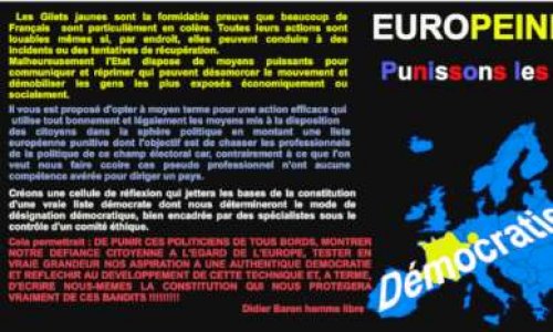 Seriez-vous d'accord pour monter une liste Europeine punissant les politiciens de leurs excès ?