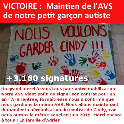 VICTOIRE :  Maintien de l'AVS de notre petit garçon autiste