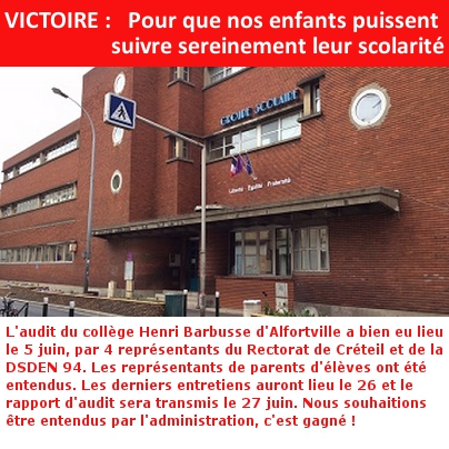 VICTOIRE : Pour que nos enfants puissent suivre sereinement leur scolarité